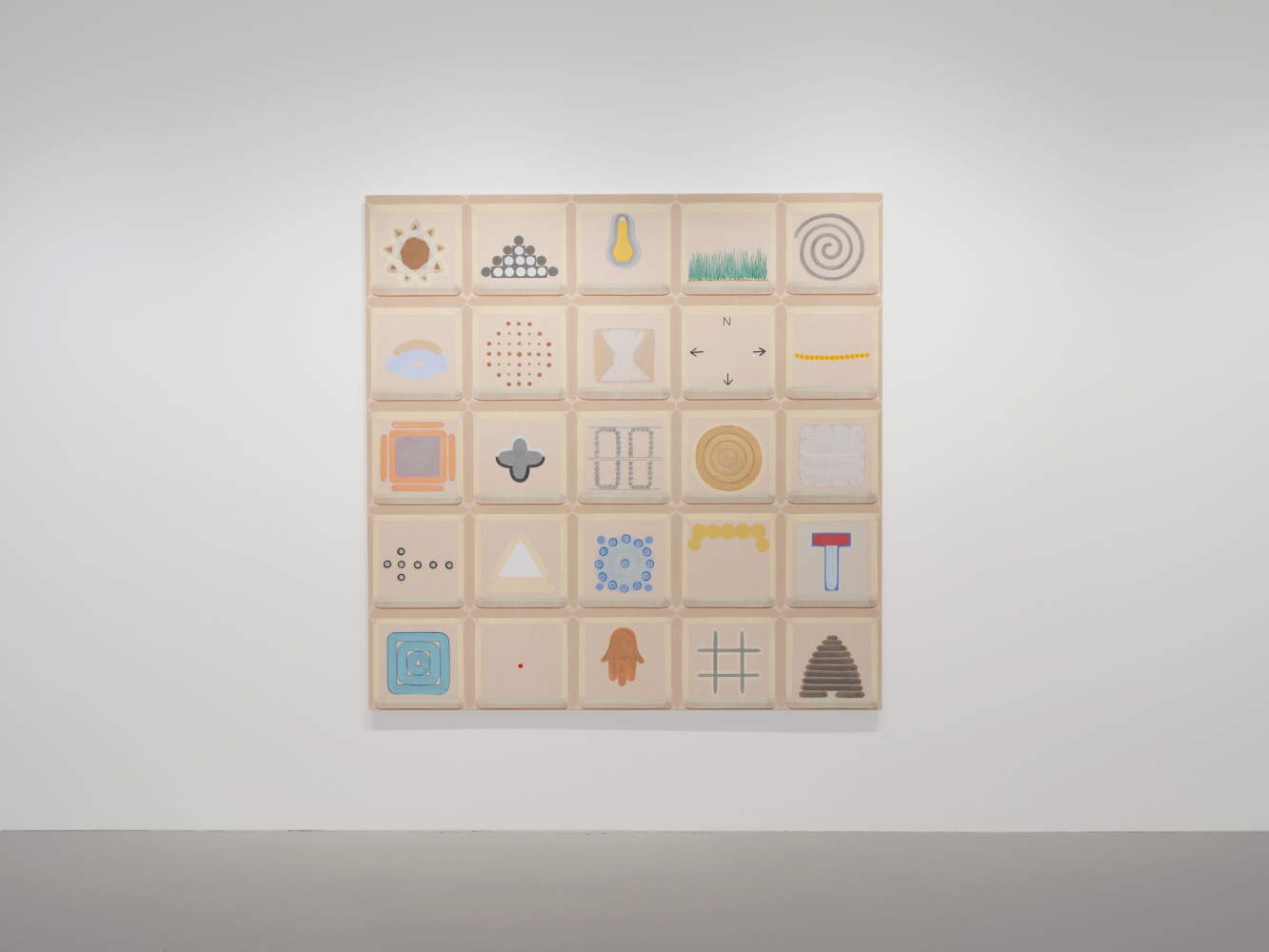 Installation view, Dan Walsh, Cycle III, 2013, pencil and acrylic on canvas, 70 x 70 x 1 1/2 in. (177.8 x 177.8 x 3.8 cm)