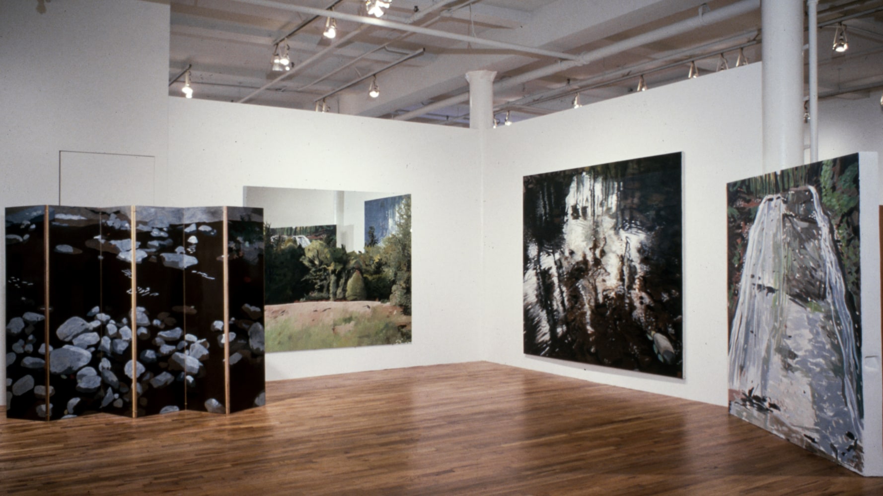 Installation view, Up the Creek to the Islands, Paula Cooper Gallery, 155 Wooster Street, New York, May 8 - June 5, 1982. © Jennifer Bartlett. Courtesy Paula Cooper Gallery, New York, Marianne Boesky Gallery, New York, and The Jennifer Bartlett 2013 Trust. Photo: Geoffrey Clements.