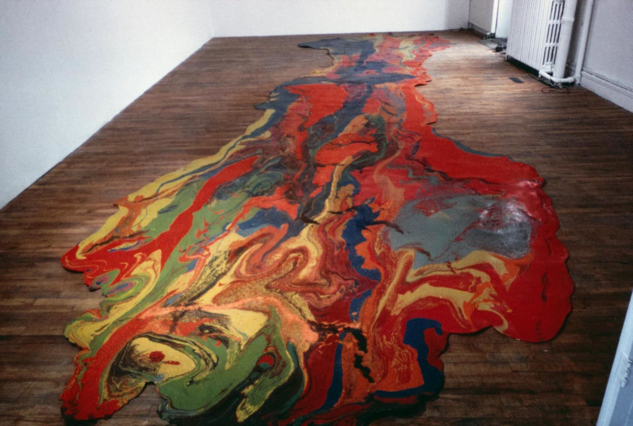 Installation view of Lynda Bengalis, Contraband (1969), Paula Cooper Gallery 96-100 Prince Street, NY, December 1969. Photo: John D. Schiff.