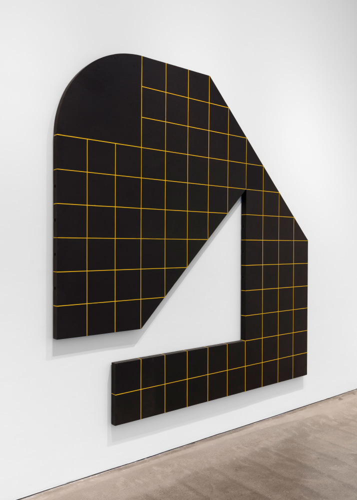 Wall Fragment 66.4, (detail), 1966-1967 acrylic on masonite 96 x 96 x 2 in. (243.8 x 243.8 x 5.1 cm)  in 3 parts:  1) 48 x 96 x 2 1/4 in. (121.9 x 243.8 x 5.7 cm) 2) 24 x 46 x 2 1/4 in. (60.9 x 116.8 x 5.7 cm)  3) 48 x 80 x 2 1/4 in. (121.9 x 203.2 x 5.7 cm)
