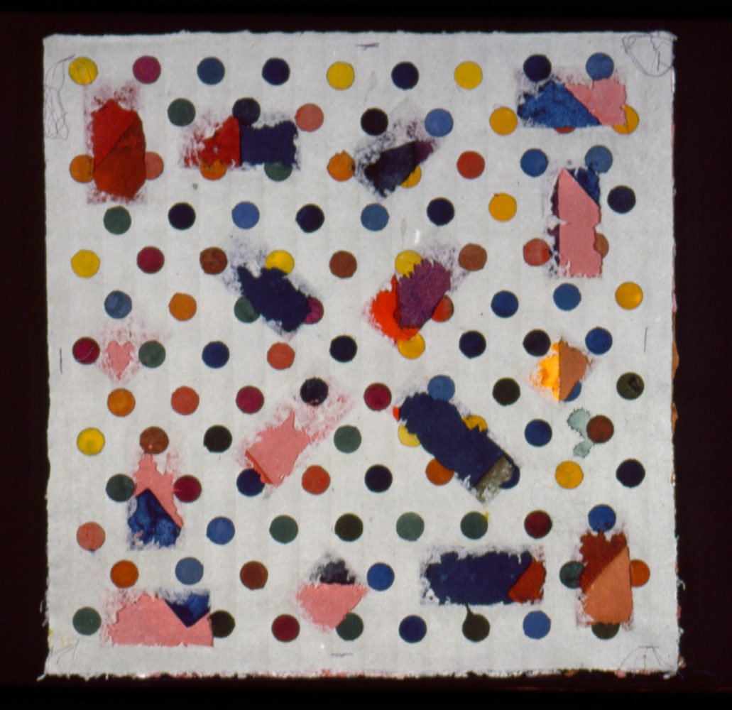 Alan Shields &quot;Nose Guard on a Moose&quot; 1984-85 Watercolor, thread on two sheets, handmade paper 21 1/2&quot; x 21 1/8&quot;