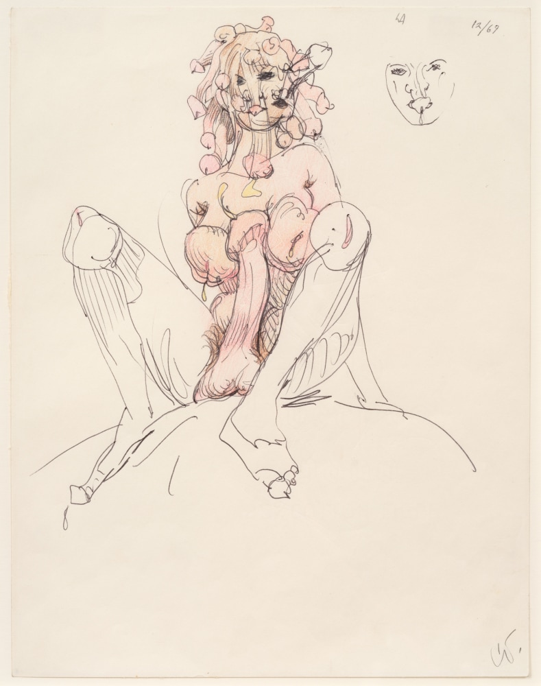 Claes Oldenburg Medusa, 1969 ball point pen and colored pencil on paper 11 x 8 1/2 in. (27.9 x 21.6 cm) frame: 16 3/4 x 14 x 1 1/4 in. (42.5 x 35.6 x 3.2 cm)