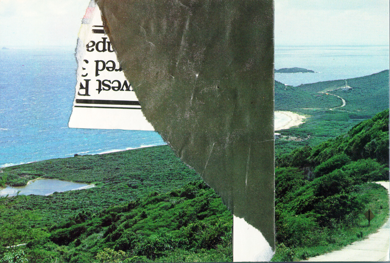 Ellsworth Kelly "Oyster Pond" 1978 Postcard collage 4" x 6"