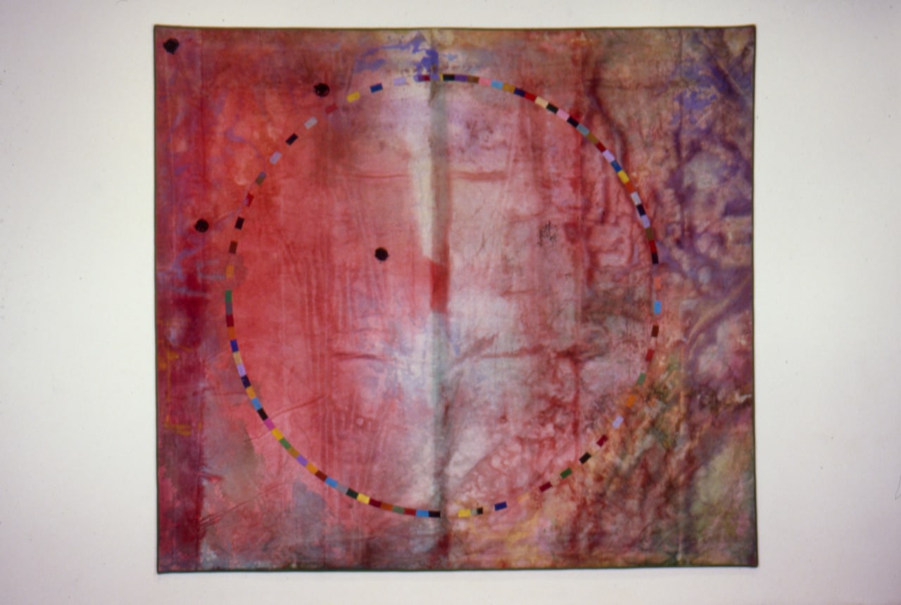 Alan Shields &quot;Egypt Circle&quot; 1979-80 Acrylic, thread, canvas 9'8&quot; x 10'10 1/2&quot;