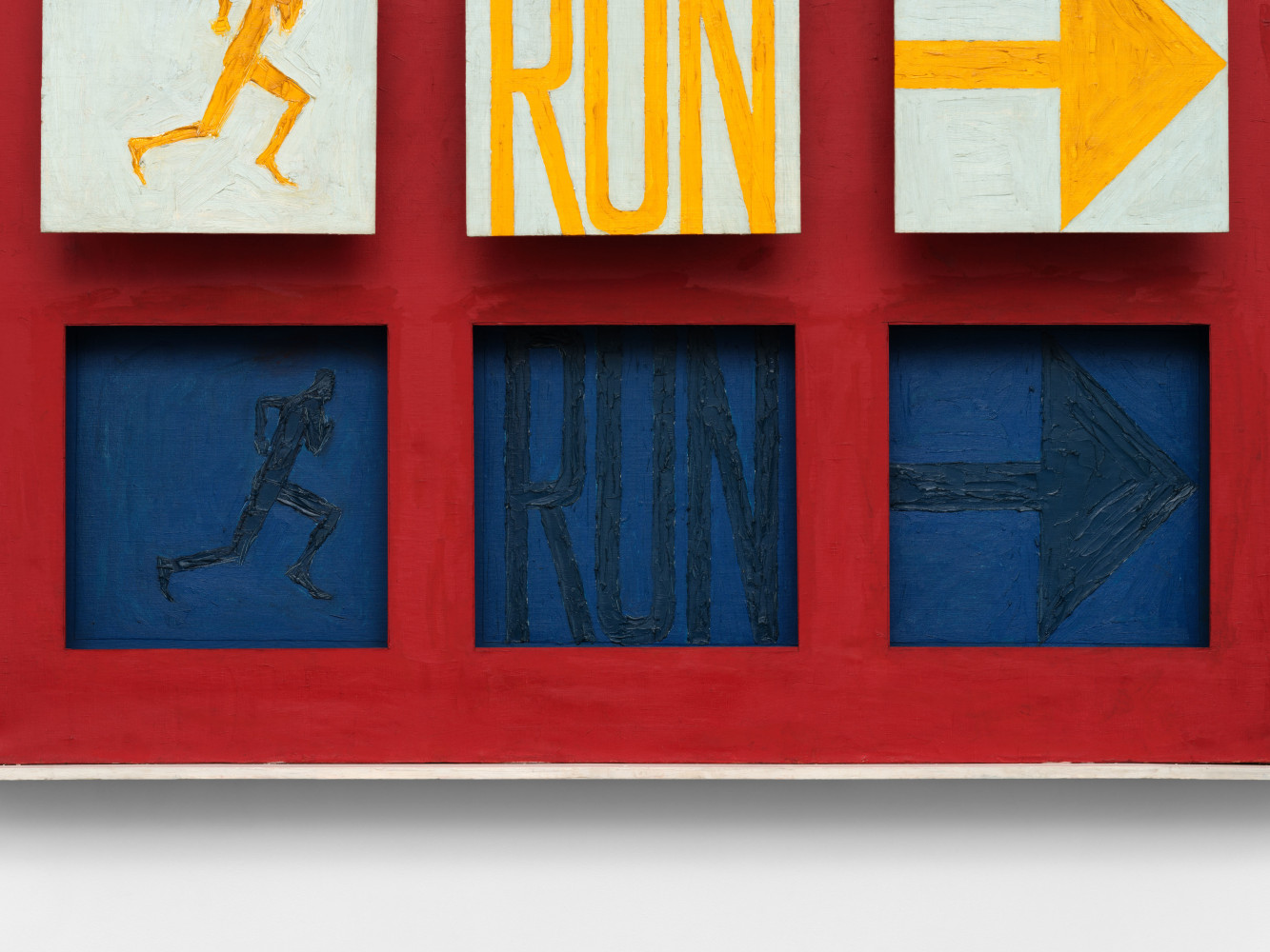 Sol LeWitt Run I, 1962 oil on canvas, painted wood 63 1/2 x 63 1/2 x 3 1/2 in. (161.3 x 161.3 x 8.9 cm)
