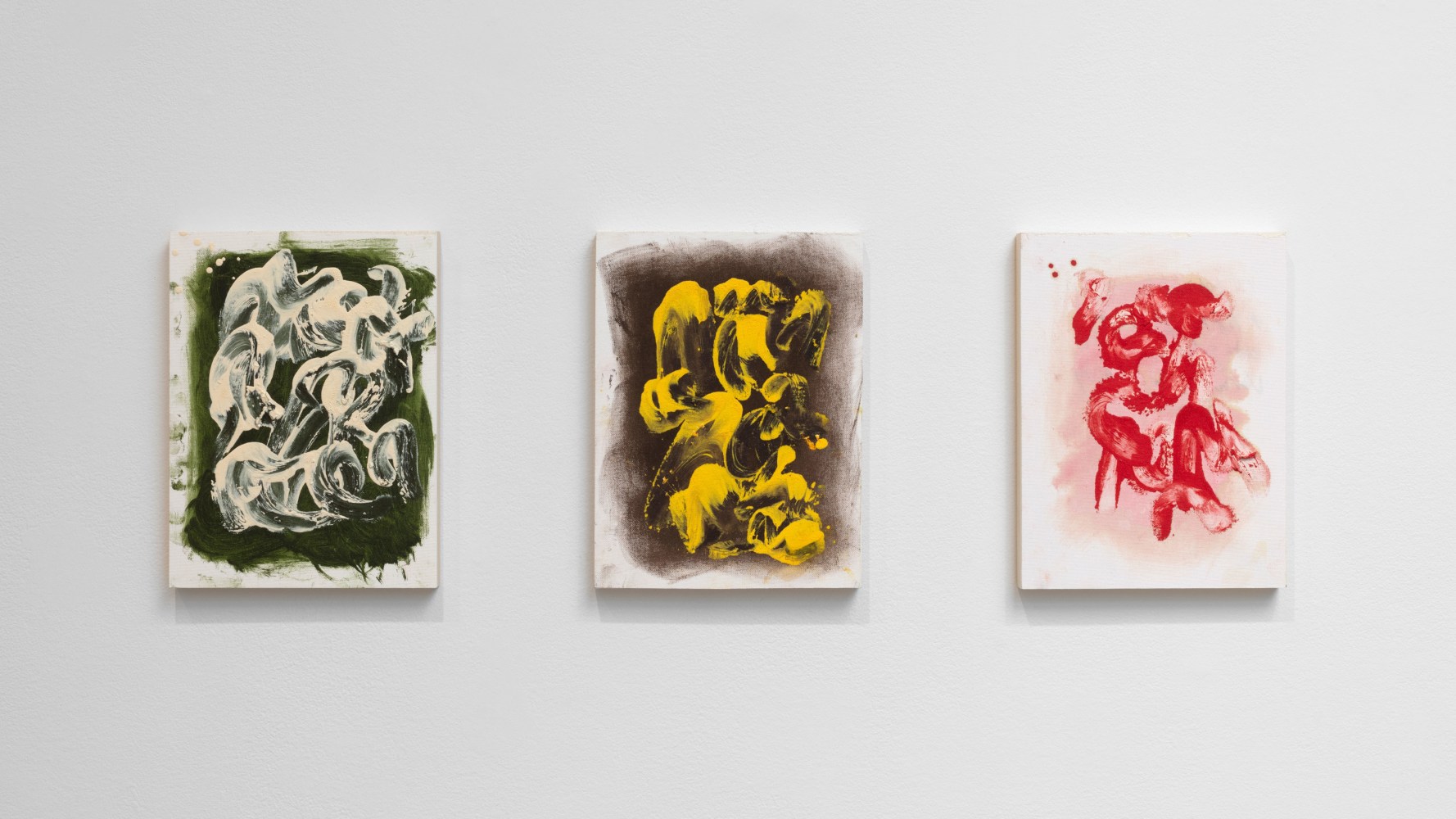 Installation view of paintings by Julian Lethbridge at Paula Cooper Gallery