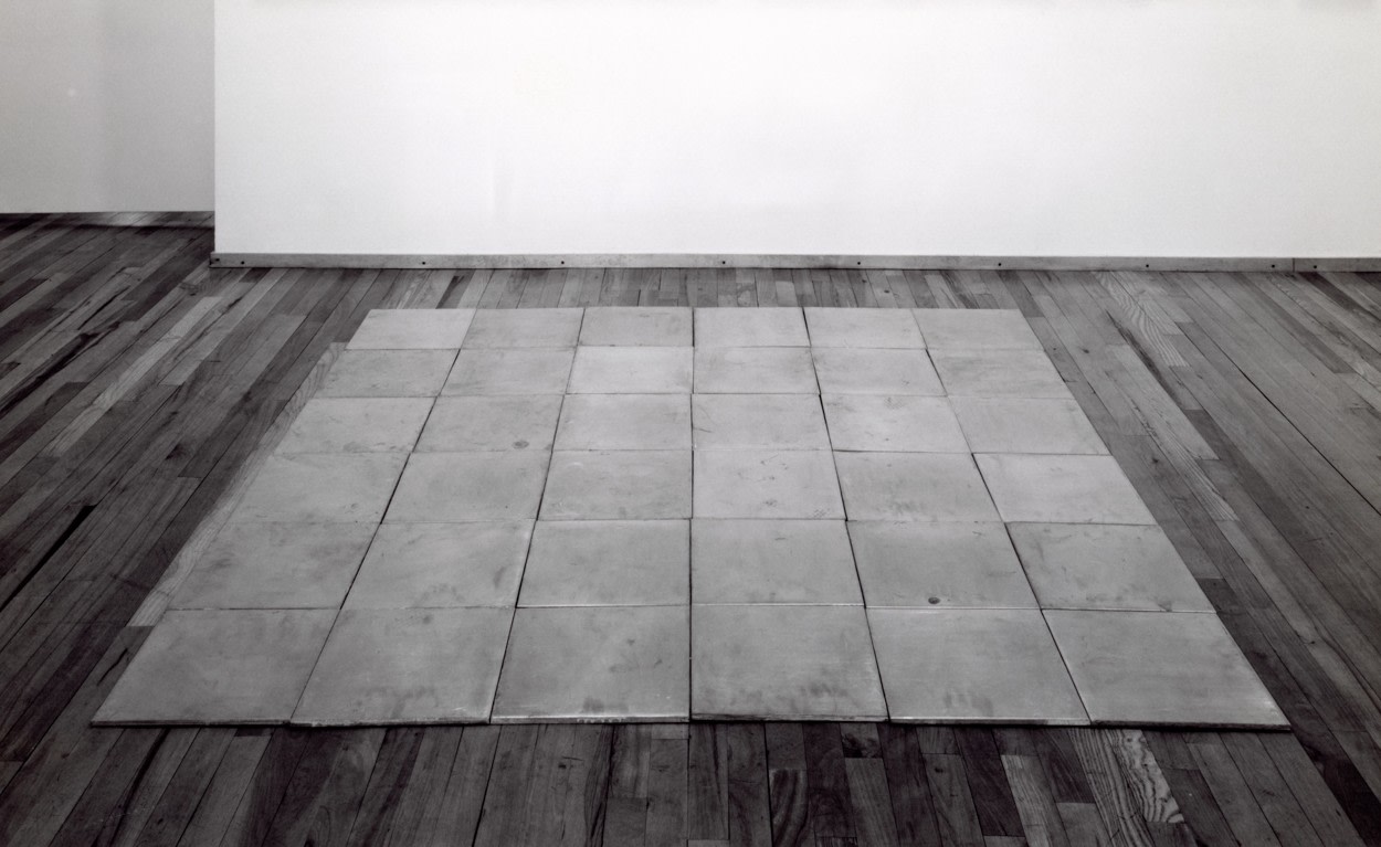 Carl Andre &quot;Zinc-Zinc Plain, NY&quot; 1969 36 unit square 3/8&quot; x 72&quot; x 72&quot; overall