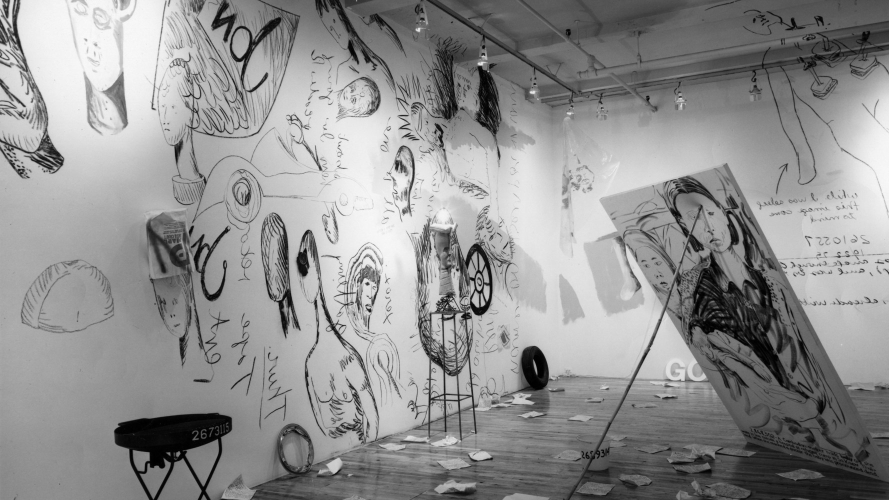 Installation view, Jonathan Borofsky, Paula Cooper Gallery, 155 Wooster Street, New York, October 18 - November 15 1980. © Jonathan Borofsky. Courtesy Paula Cooper Gallery, New York. Photo: Geoffrey Clements.