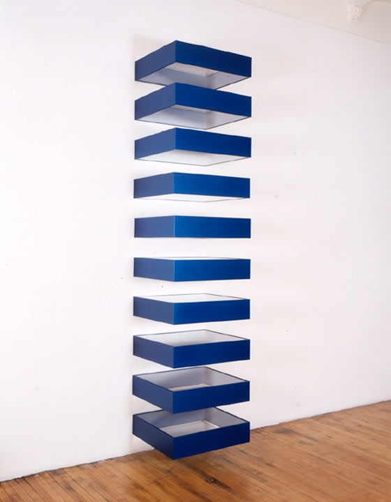 Donald Judd &quot;Untitled&quot; 1989 Anodized fast blue aluminum with clear plexiglass 114 x 27 x 24&quot;