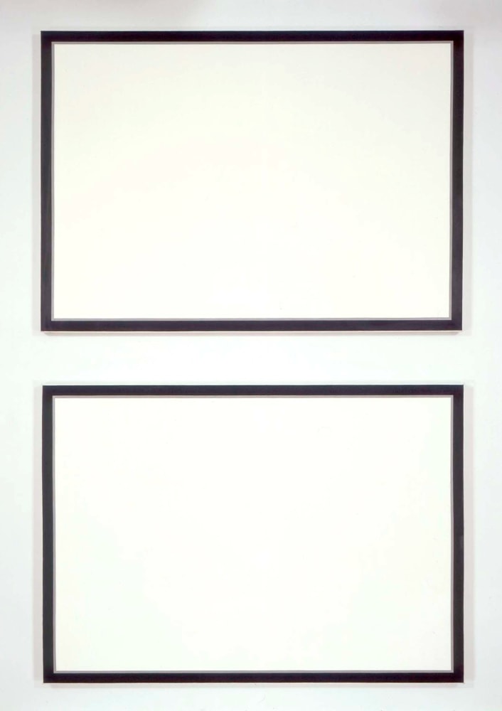 Jo Baer Untitled (Stacked Horizontal Diptych - Aluminum), 1966-74 oil on canvas two panels 60 x 84 x 2 1/2 in (152.4 x 213.3 x 6.35 cm) each 126 1/2 x 84 x 2 1/2 in (321.3 x 213.3 x 6.35 cm) overall