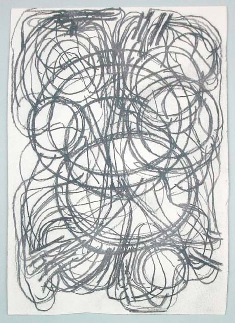 Atsuko Tanaka "Untitled" 1989 Conte on paper 7 3/4 x 5 1/2 in.