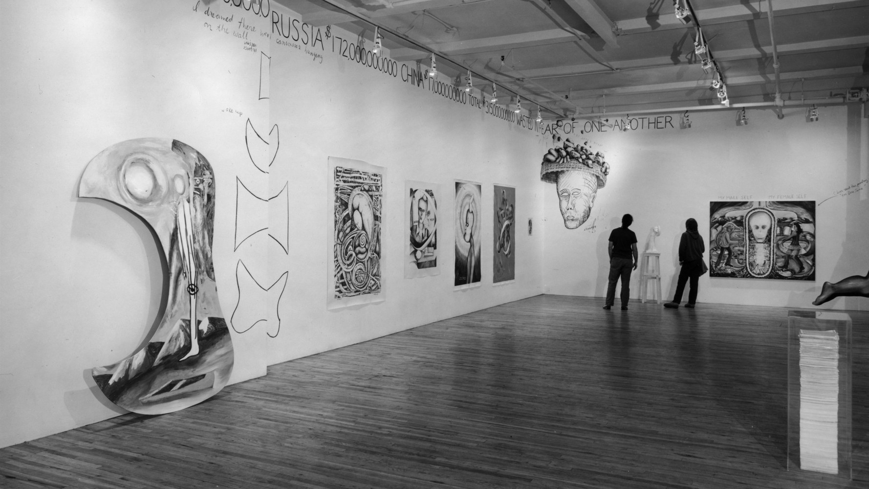 Installation view, Jonathan Borofsky, Paula Cooper Gallery, 155 Wooster Street, New York, March 10 - April 7 1979. © Jonathan Borofsky. Courtesy Paula Cooper Gallery, New York. Photo: Geoffrey Clements.