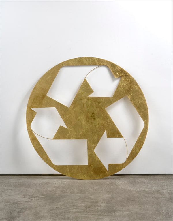 Kelley Walker "Untitled" 2006 Laser cut steel and gold leaf 57 1/2 in. in diameter x 1/8 in.