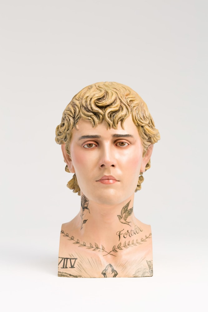 Paul Pfeiffer Incarnator (Pampanga), Head, 2024 Gmelina wood, paint 16 1/4 x 8 1/8 x 8 3/4 in. (41.3 x 20.6 x 22.2 cm)