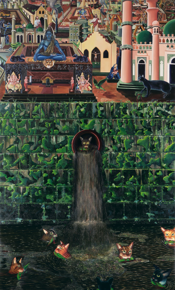 RATHEESH T., Colourless Gods, 2007, oil on canvas, 275 x 168 cm / 108 x 66 in