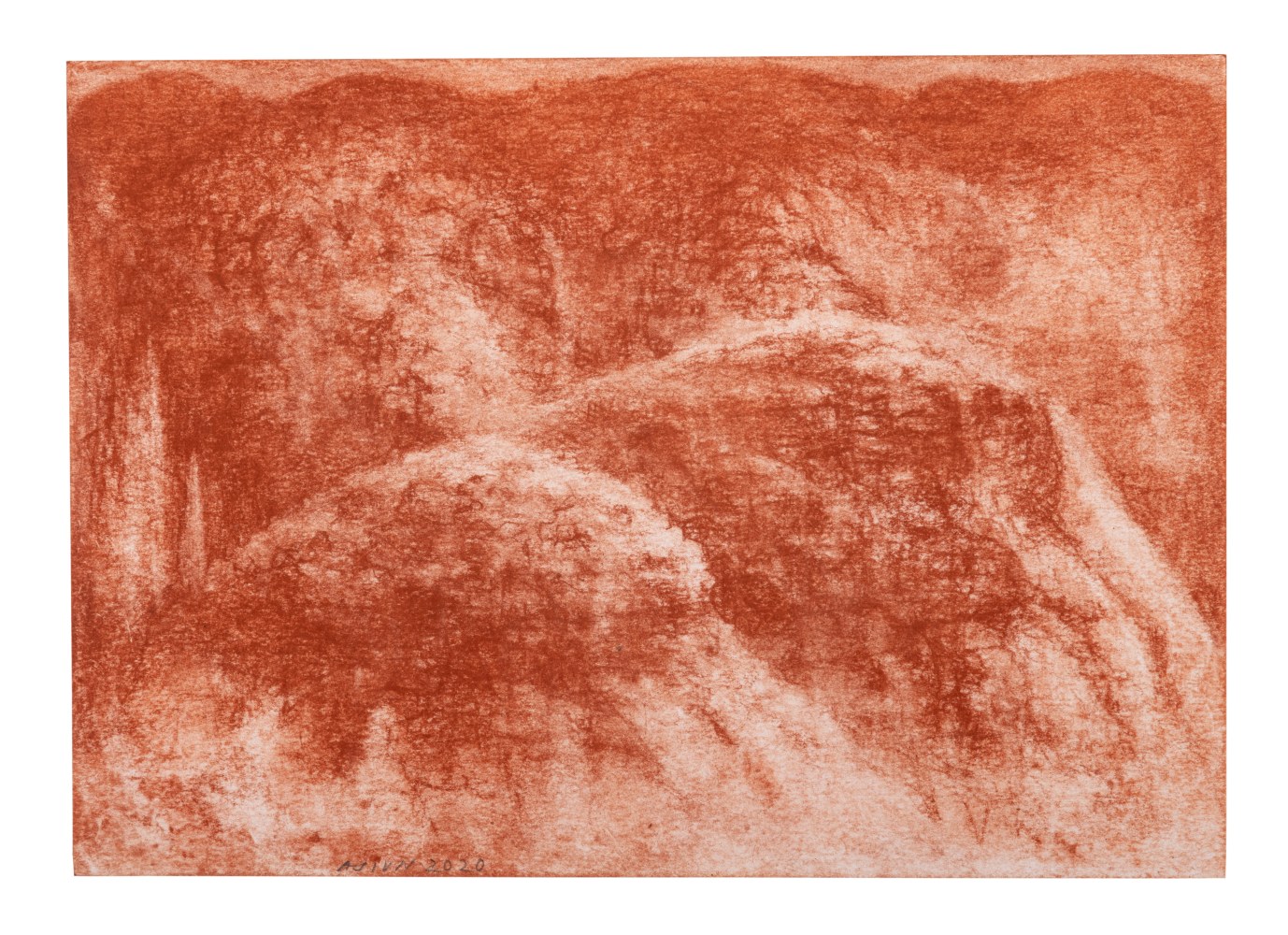 Untitled, 2020
(Drawing 14)
Red earth (sanguine) on paper
8.2 x 11.8 inches / 21 x 30 cm
15.7 x 18.7 inches / 40 x 47.5 cm (framed dimensions)