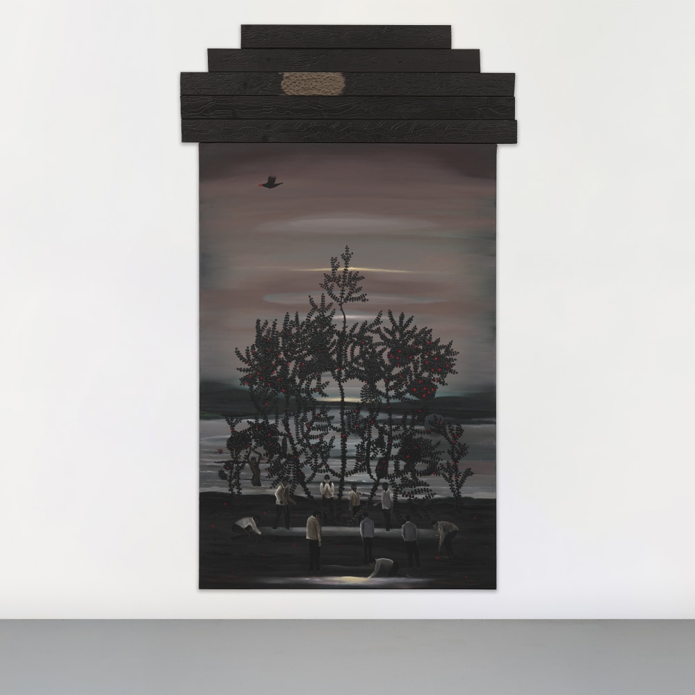 Mysterious Fruit, 2024
Acrylic on linen | Acrylic, casting powder and carving on wood
88.5 x 53.5 inches / 225 x 136 cm