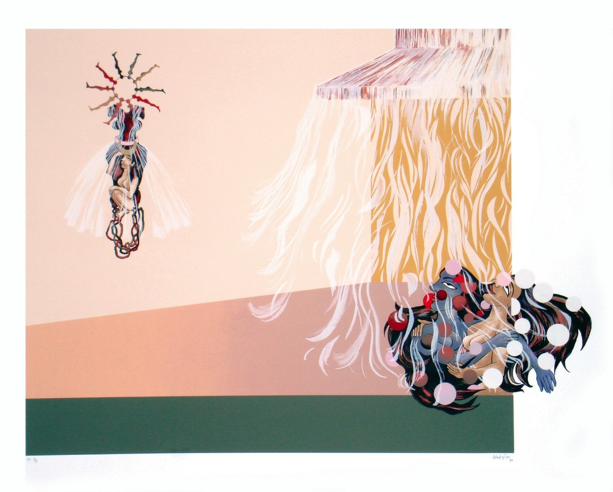 Shahzia Sikander
Anchor, 1999
Silkscreen on Somerset velvet paper
28.3 x 34.6 inches / 72 x 88 cm 
Edition of 60