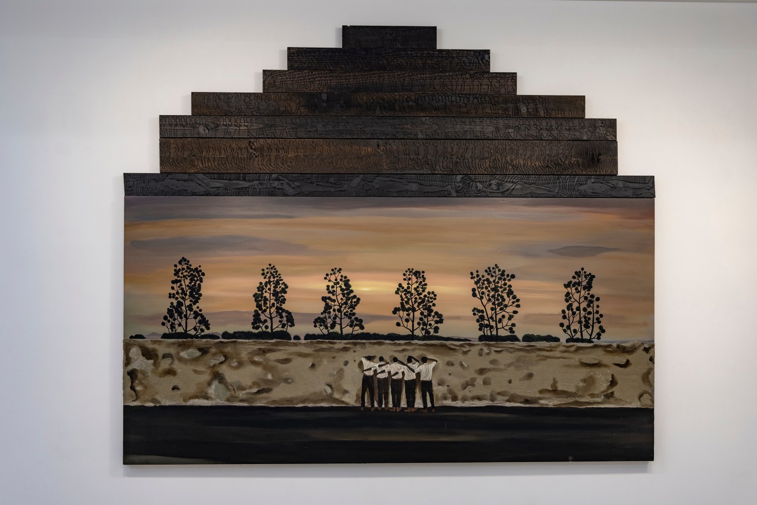 Silent Whispers II, 2024
Acrylic, carving and casting powder on plywood and pine wood
67 x 86.6 inches / 170 x 220 cm 
 