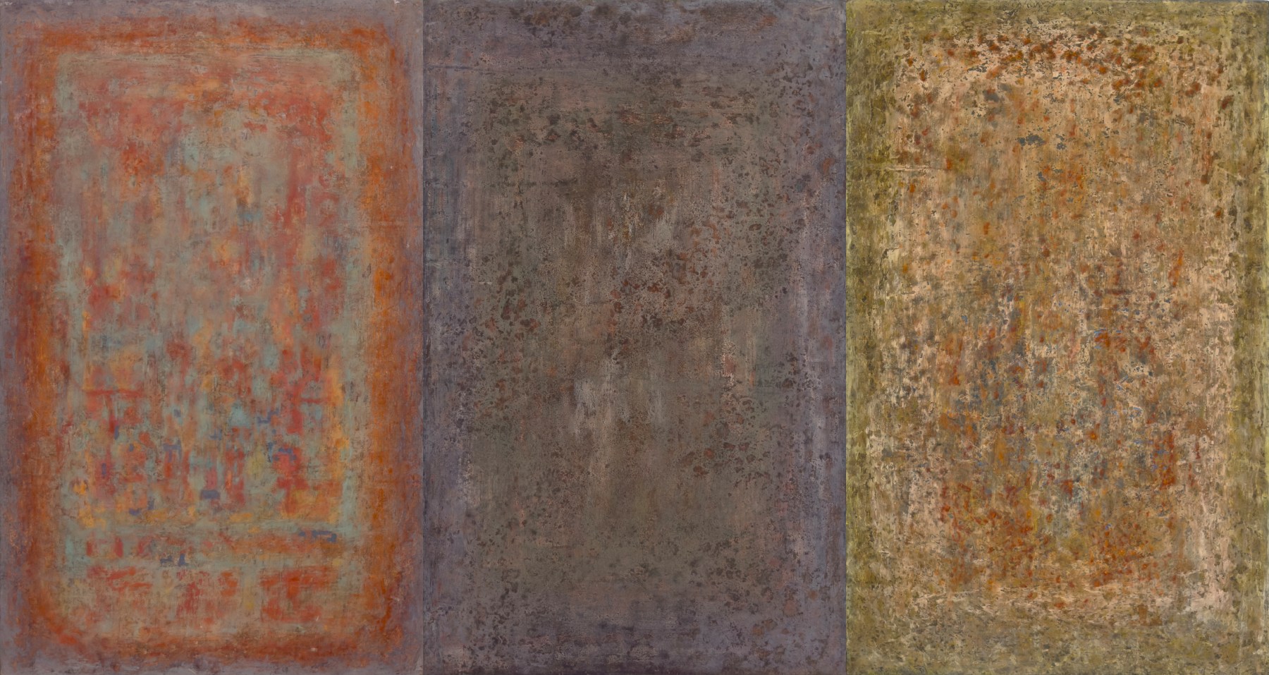 Breath 26, 2025
Casein&amp;ndash;based pigment on rice paper pasted on waterproof plywood
32 x 60 inches / 81.2 x 152 cm (triptych)