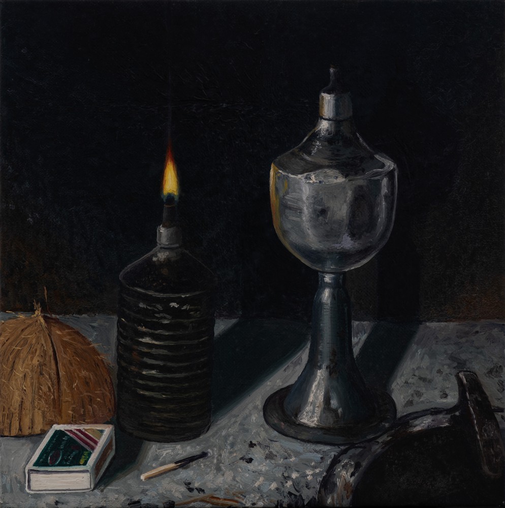 Ratheesh T., Black Object - 1, 2021 Oil on canvas, 12 x 12 inches / 30.4 x 30.4 cm