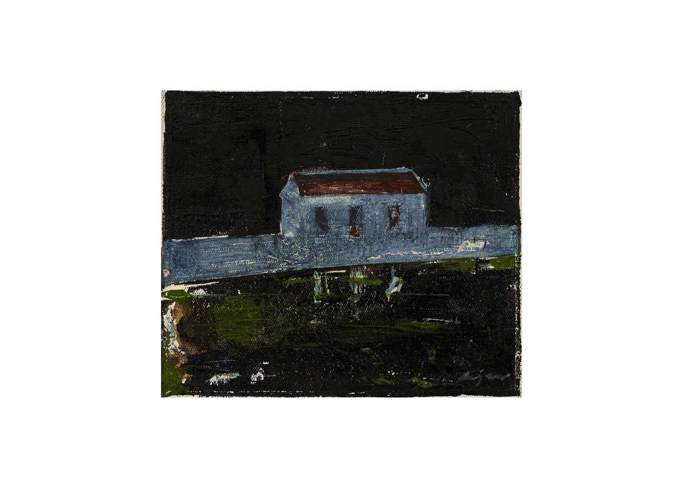 House at the edge of pond

2013&amp;mdash;14

Oil on canvas

13 x 15.5 cm / 5.1 x 6.1 in