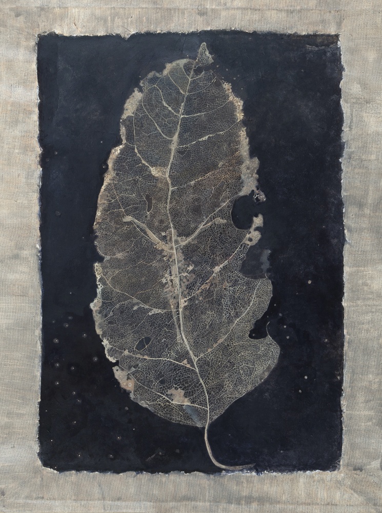 SIJI KRISHNAN, Portrait (leaf), 2012, water colour on rice paper pasted on canvas, 73.6 x 55 cm / 29 x 21.6 in