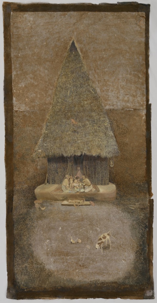 SIJI KRISHNAN, Portrait of a Hut, 2016, watercolour on rice paper, 153 x 75 cm / 60.2 x 29.5 in