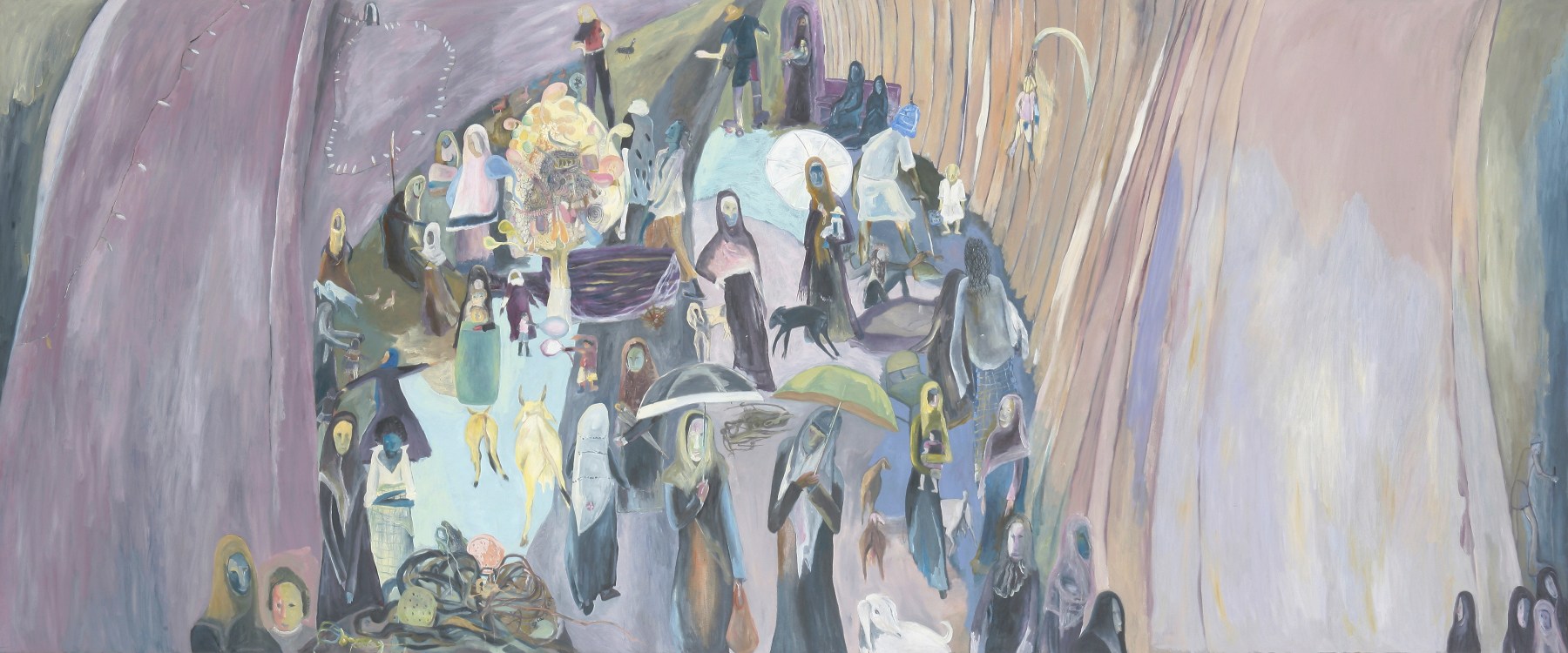 What are we? - II, 2012, oil on canvas, 149.8 x 370.8 cm / 59 x 146 inches