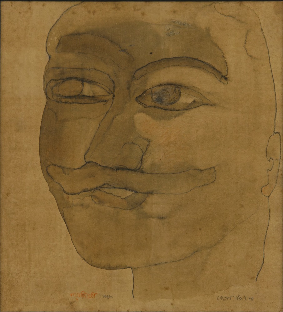 Jogen Chowdhury
Face of a man with moustache, 1984
Watercolour and pencil on paper
11 1/2 x 10 1/2 inches (27.9 x 26.6 cm)