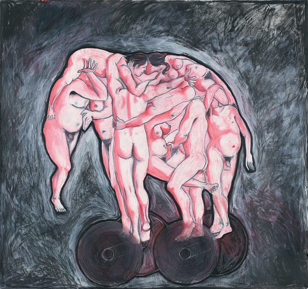 Tushar Joag 
Pink Elephant (People's Car), 2007
Mixed media on paper
44.8 x 60 inches / 114 x 152.5 cm
