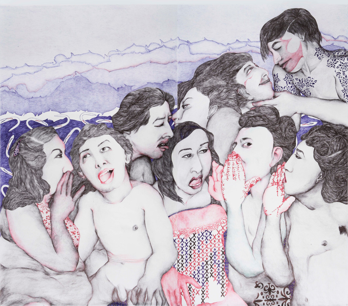 Messes of the Afternoon Whisper, 2015, Cello Gripper on Wenzhou paper, 124.5 x 141 cm 49 x 55.5 in diptych