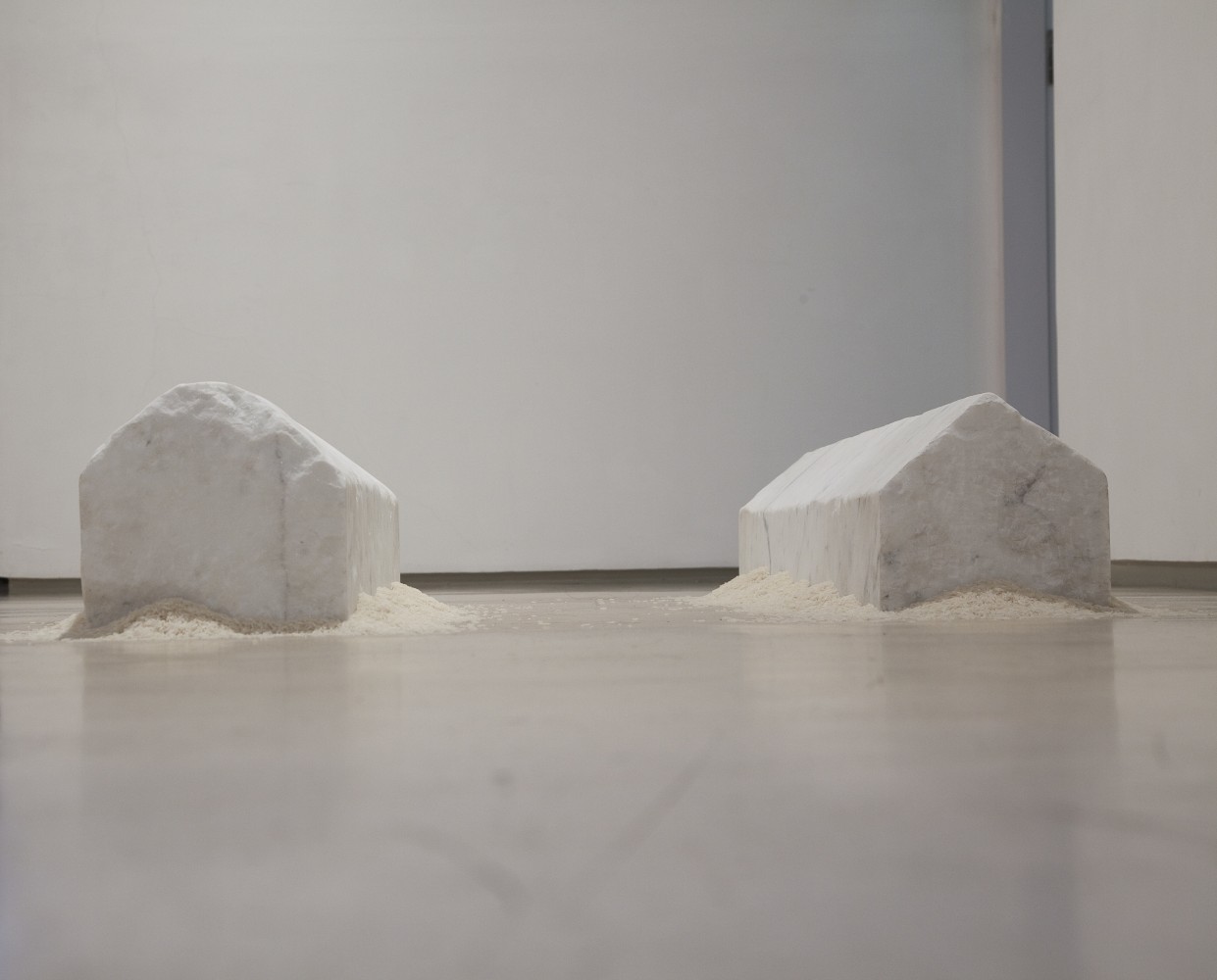 Rice House,&amp;nbsp;1990, white marble, rice, 20 x 20 x 109&amp;nbsp;cm and 20.5 x 21 x 76 cm