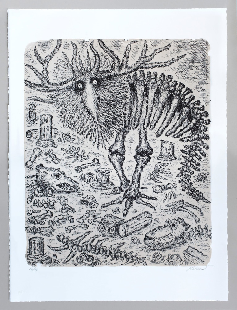 Thinking About Extinction IV
Edward Koren, 2017

Lithograph&amp;nbsp;on BFK Rives paper
30&amp;quot; x 22&amp;quot;
Edition of 40
$580 (Pre-tax)

Printed and Published by Idem Paris

INQUIRE