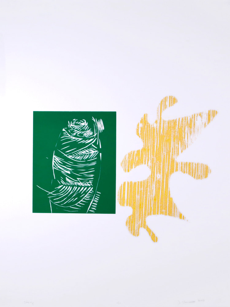 String
Jessica Stockholder, 2008

linocut and relief print from found object with stencil&amp;nbsp;
30&amp;rdquo; x 22&amp;rdquo;
Edition size: 10 &amp;ndash; available: 1
$2000

Printed by&amp;nbsp;Liz Chalfin
Published by Mount Holyoke College Print Workshop
Photo credit:&amp;nbsp; Kevin Pomerleau

INQUIRE