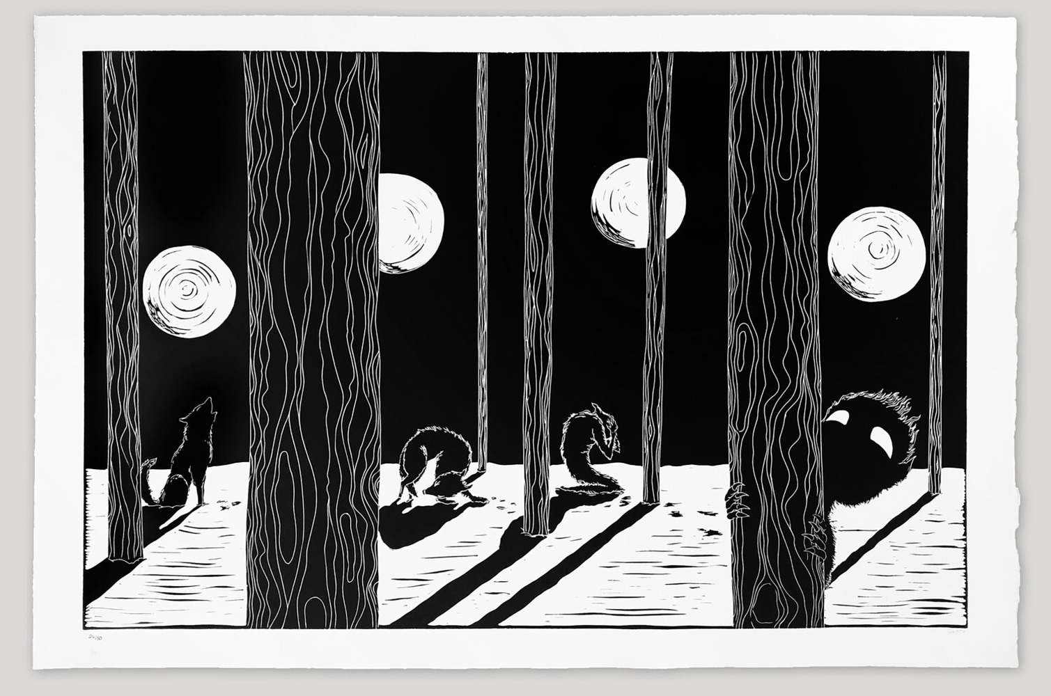 Wolf Kid
Garth Jennings, 2020

Linocut on BFK Rives paper
30.7&amp;quot; x 46.5&amp;quot;
Edition of 50
$950 (Pre-tax)

Printed and Published by Idem Paris

INQUIRE