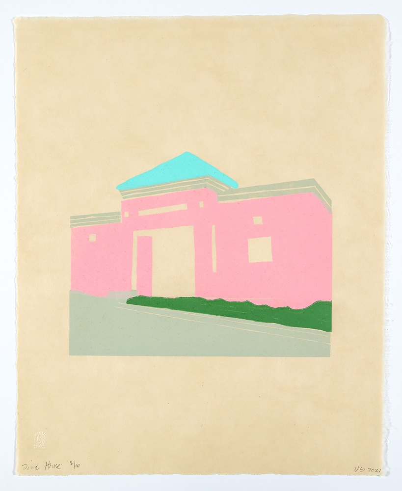 Pink House
VICTORY GARDEN, 2021

Four-color linoleum block print on Kitakata paper
21&amp;quot; x 15&amp;quot;
Variable Edition of 10
$1000

Printed at RussellJanis, Brooklyn, New York

PURCHASE
