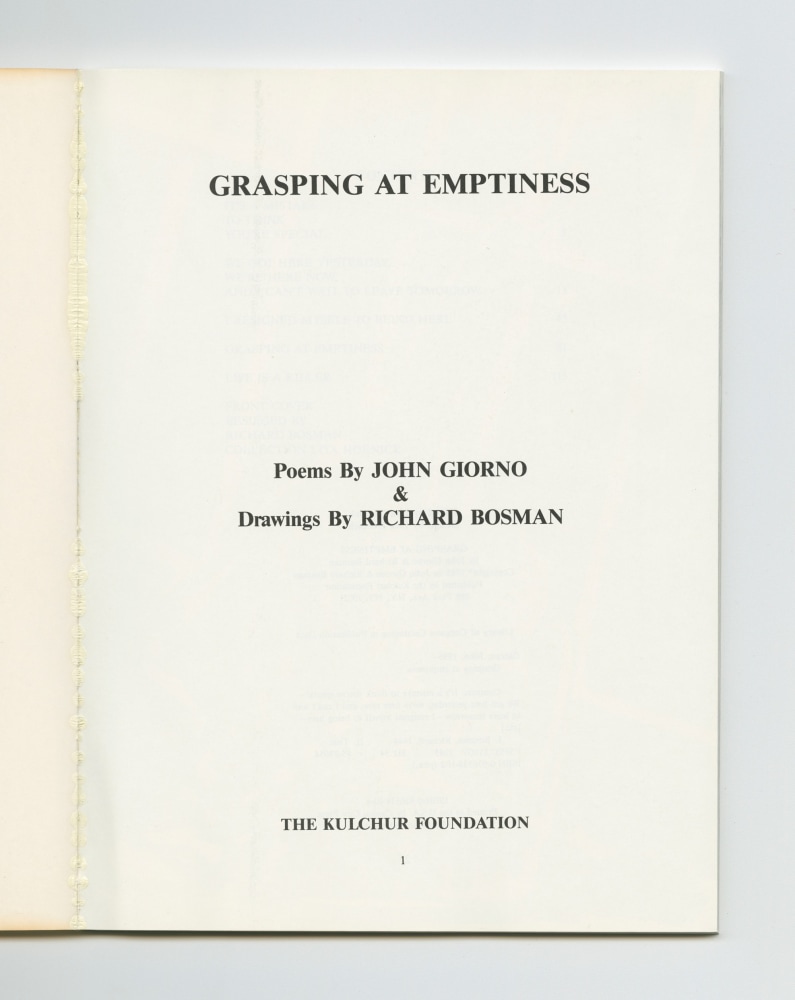 Grasping At Emptiness, 1985 (1) – Title page