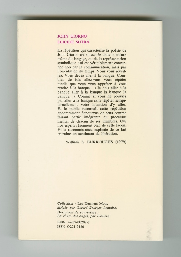Suicide Sûtra, 1980 (6) – Back cover
