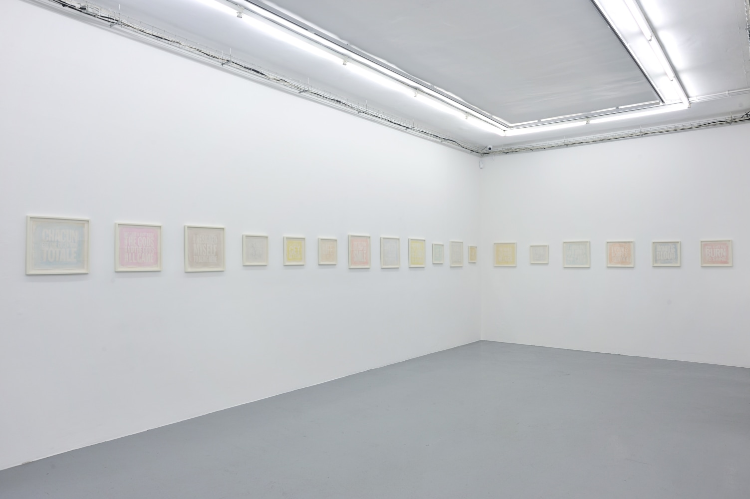 Installation view of John Giorno's Paintings at Almine Rech Gallery, 2012