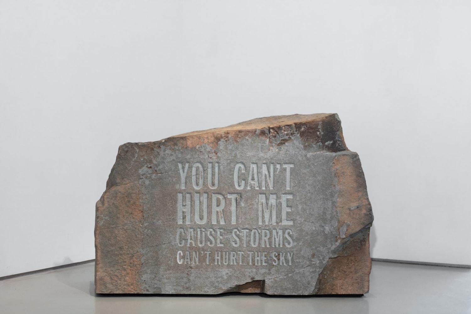 YOU CAN&amp;#39;T HURT ME CAUSE STORMS CAN&amp;#39;T HURT THE SKY, 2019
bluestone
36 1/4h x 56 1/2w x 18d in
Edition of 3