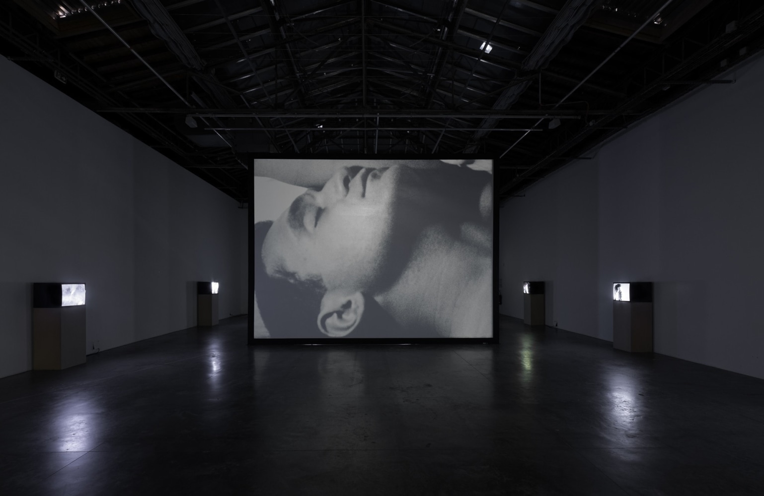 John Giorno in Andy Warhol's Sleep for I ♥ John Giorno, Palais de Tokyo, 2015