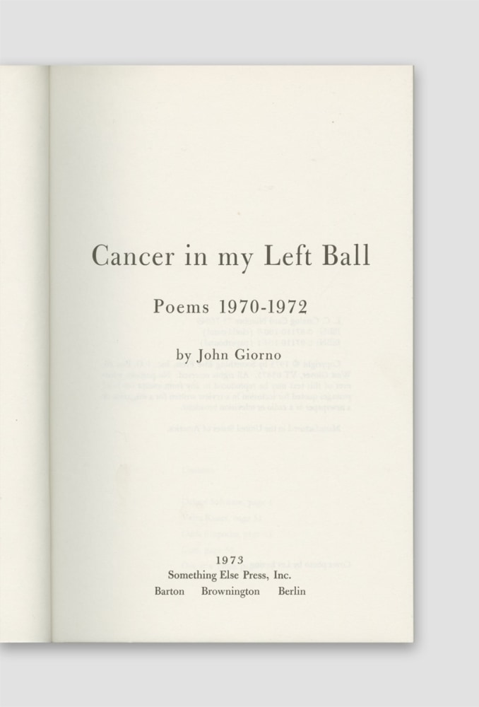 Cancer in my Left Ball: Poems 1970-1972 (1973)