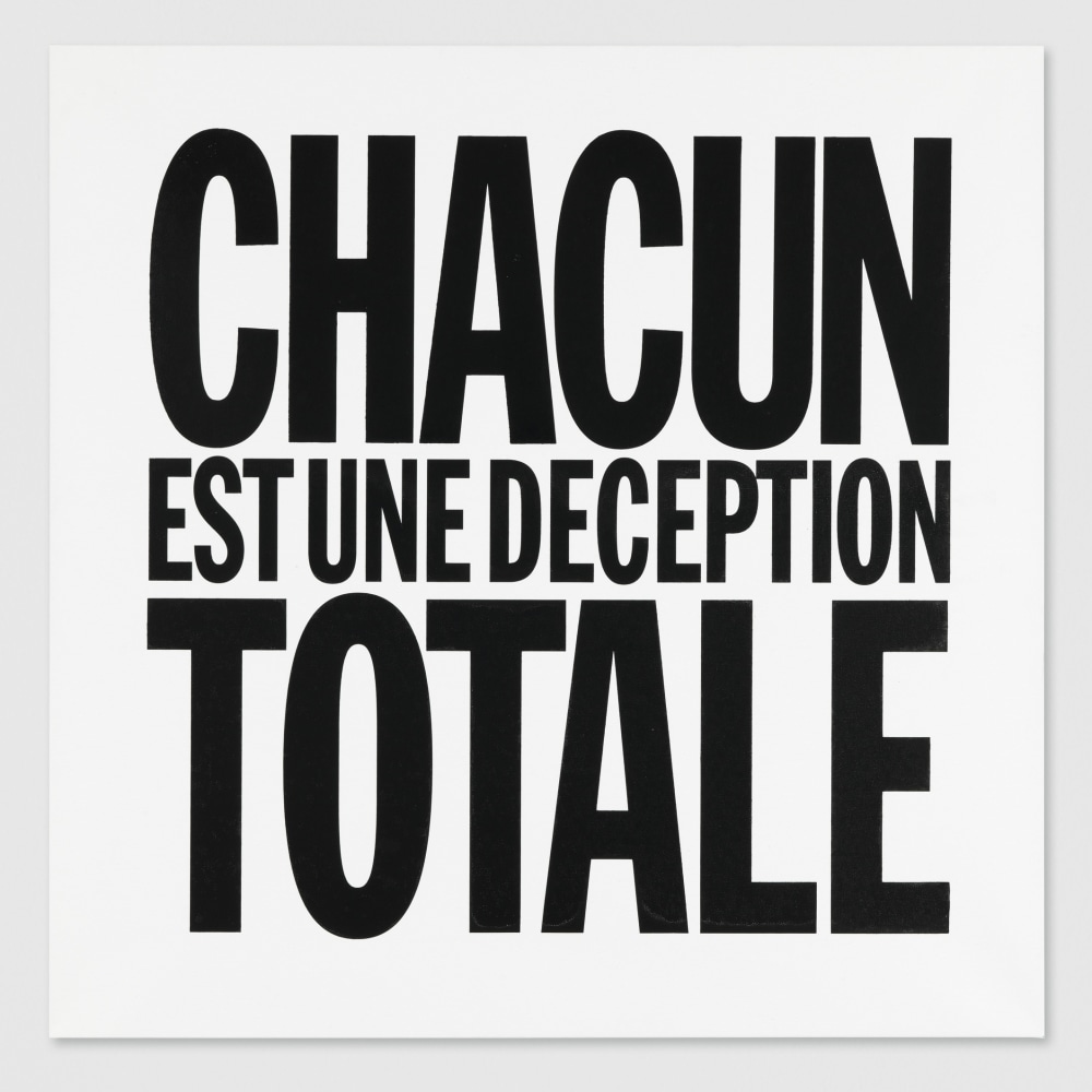 John&amp;nbsp;Giorno
CHACUN EST UNE DECEPTION TOTALE, 2012
Acrylic on canvas
48h x 48w in
&amp;nbsp;