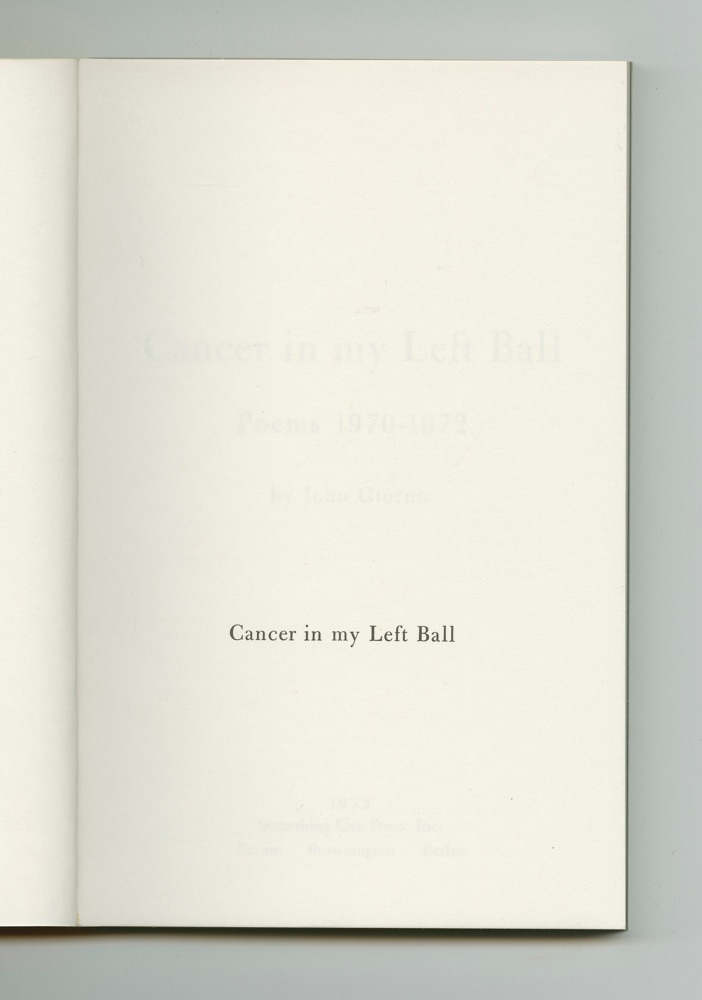 Cancer in My Left Ball, 1973 (2) – Half-title