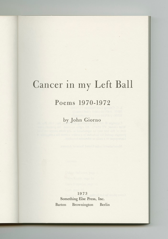 Cancer in My Left Ball, 1973 (3) – Title page