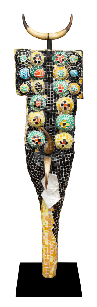 Jeanne Reynal
                    (1903-1993)
            
    
        African Village, 1969-70    
    mosaic tesserae, horn, mother-of-pearl, concrete and steel                                    79 1/2h x 19 1/4w x 9 1/2d in
201.93h x 48.90w x 24.13d cm
                    
                            JREY063