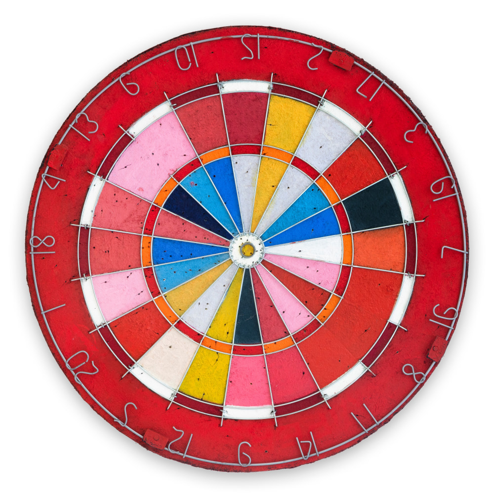Acacia Marable

Color Pains #5, 2023

oil and wire on sisal dartboard

17 1/2 x 17 1/2 x 2 in.
44.5 x 44.5 x 5.1 cm.

(ACM001)