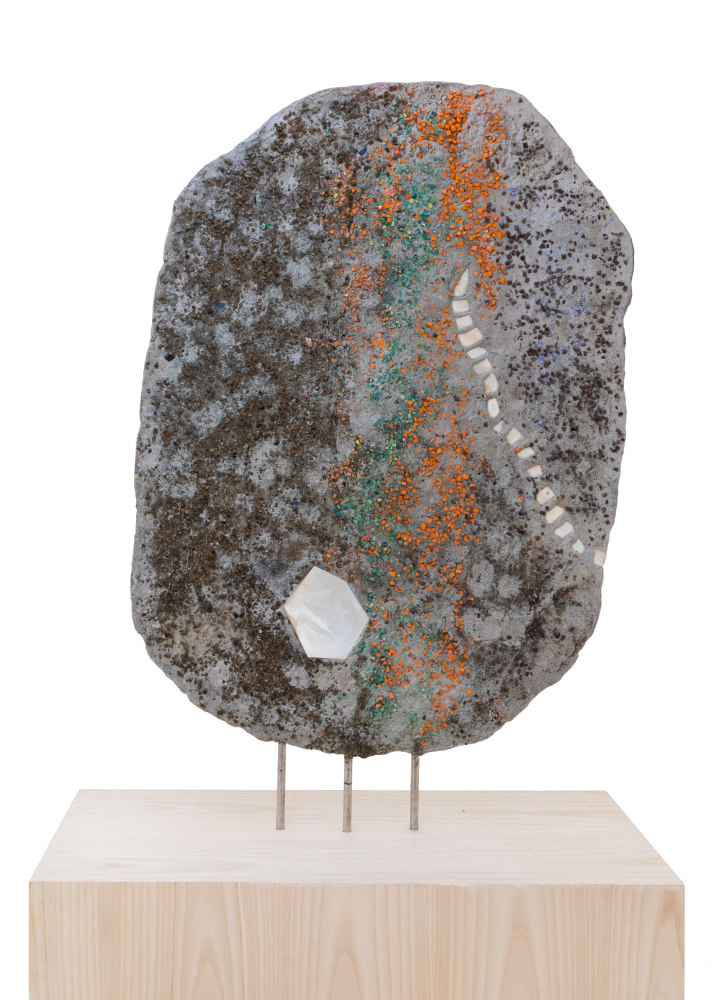 Jeanne Reynal
                    (1903-1993)
            
    
        Untitled, 1963    
    smalti, Japanese shell, hand-formed cement and steel                                    29h x 39 3/4w x 3/4d in
73.66h x 100.97w x 1.91d cm
                    
                            JREY082