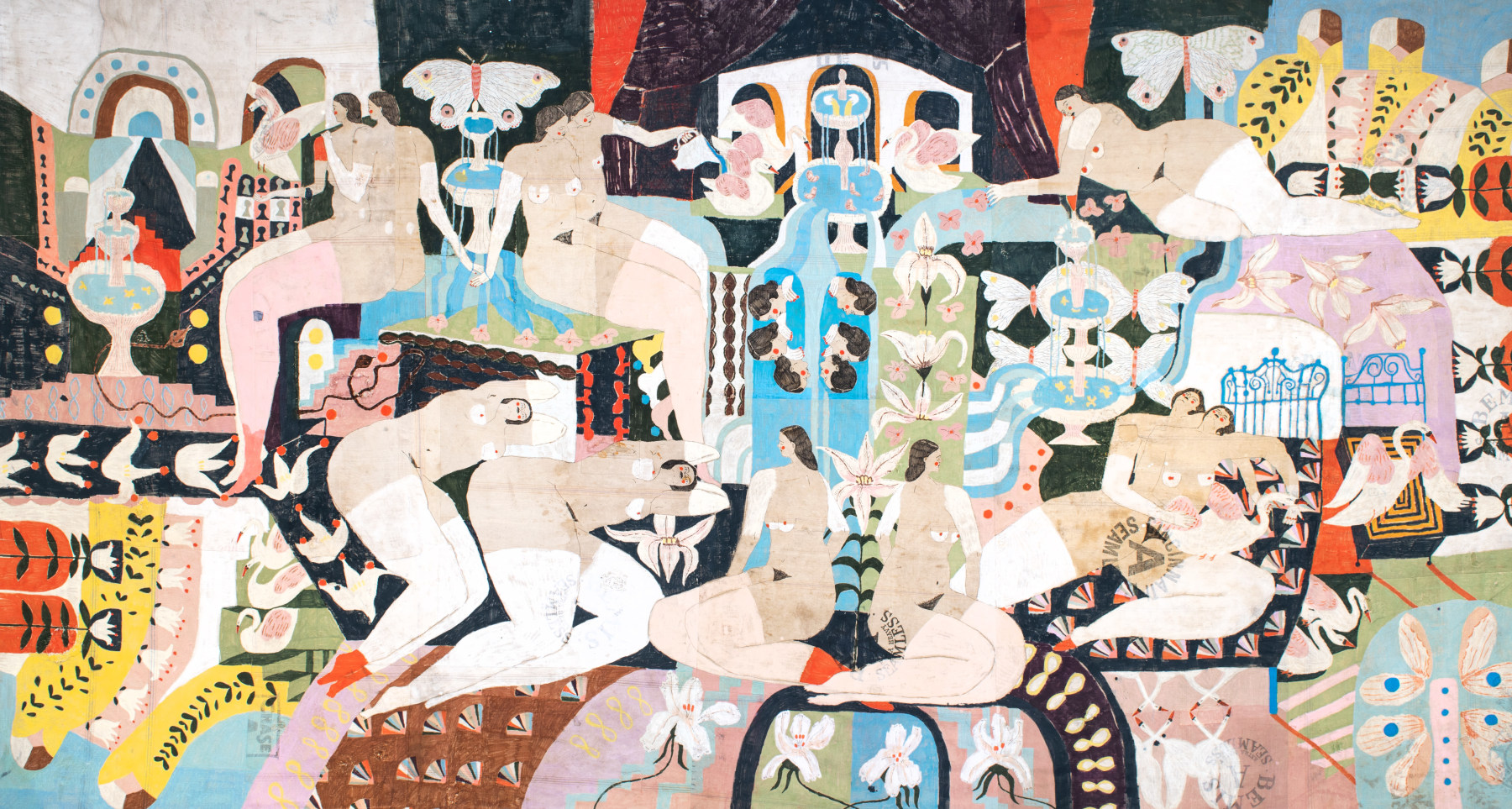 Lauren dela Roche

Infinity Pool, 2024

acrylic on found cotton feedsack and acrylic varnish

91 x 175 in.
231.1 x 444.5 cm.

(LDRO028)